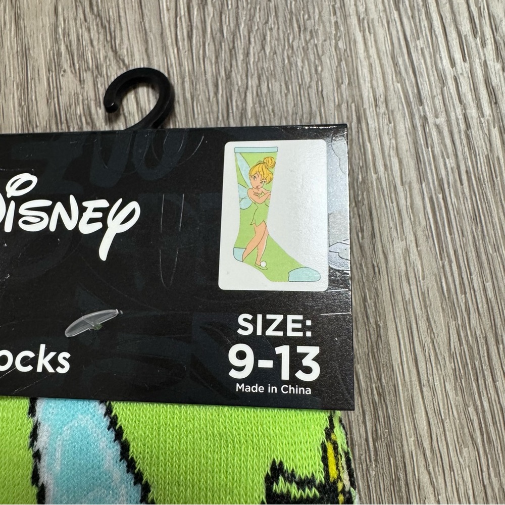 Disney Tinker Bell Crew Socks Size 9-13